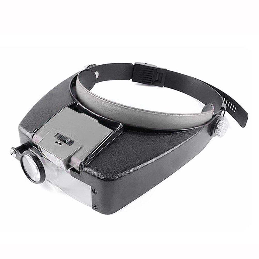 Magnifying Glass Lens LED Light Lamp Headlamp Magnifier LED Illuminated  Headband For Precision Work (Grey) 